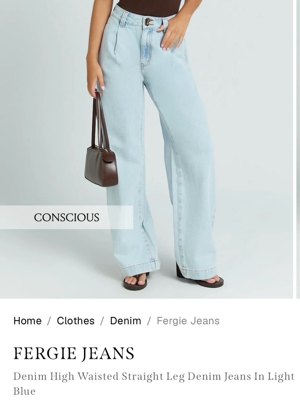 Fergie High-Waisted Straight Leg Jeans - Light Blue